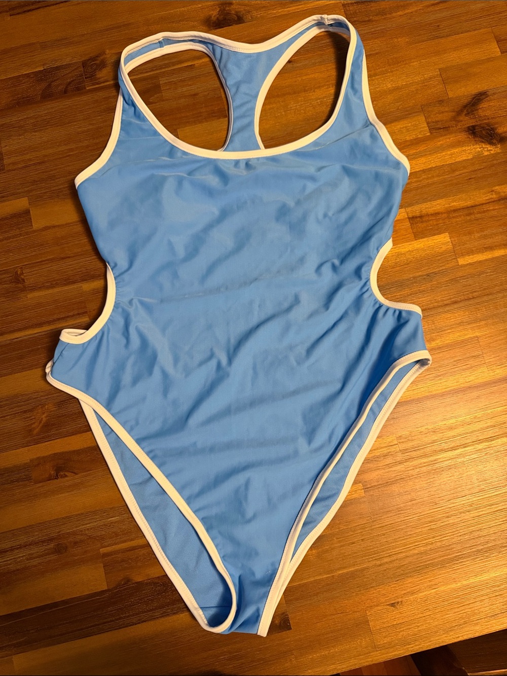 wild fable Light Blue One-Piece Swimsuit with White Trim